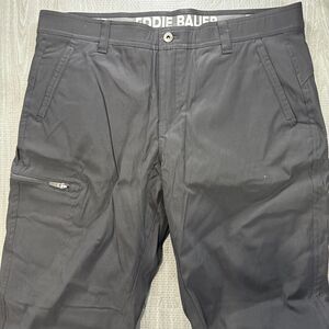 EDDIE BAUER Rainier Fleece-Lined PANTS STRETCH UPF50 MENs Sz 38x30 Black NWT